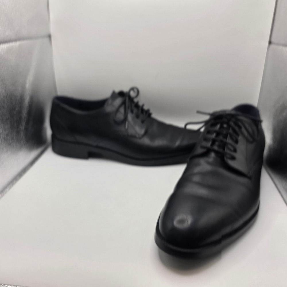 Cole Haan Grand Mens Black Leather Plain Toe Derby Dress Shoes C32351 Size 10M